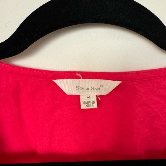 Sim & Sam Bright Pink Puff Sleeve Crop Top - Picture 6 of 8